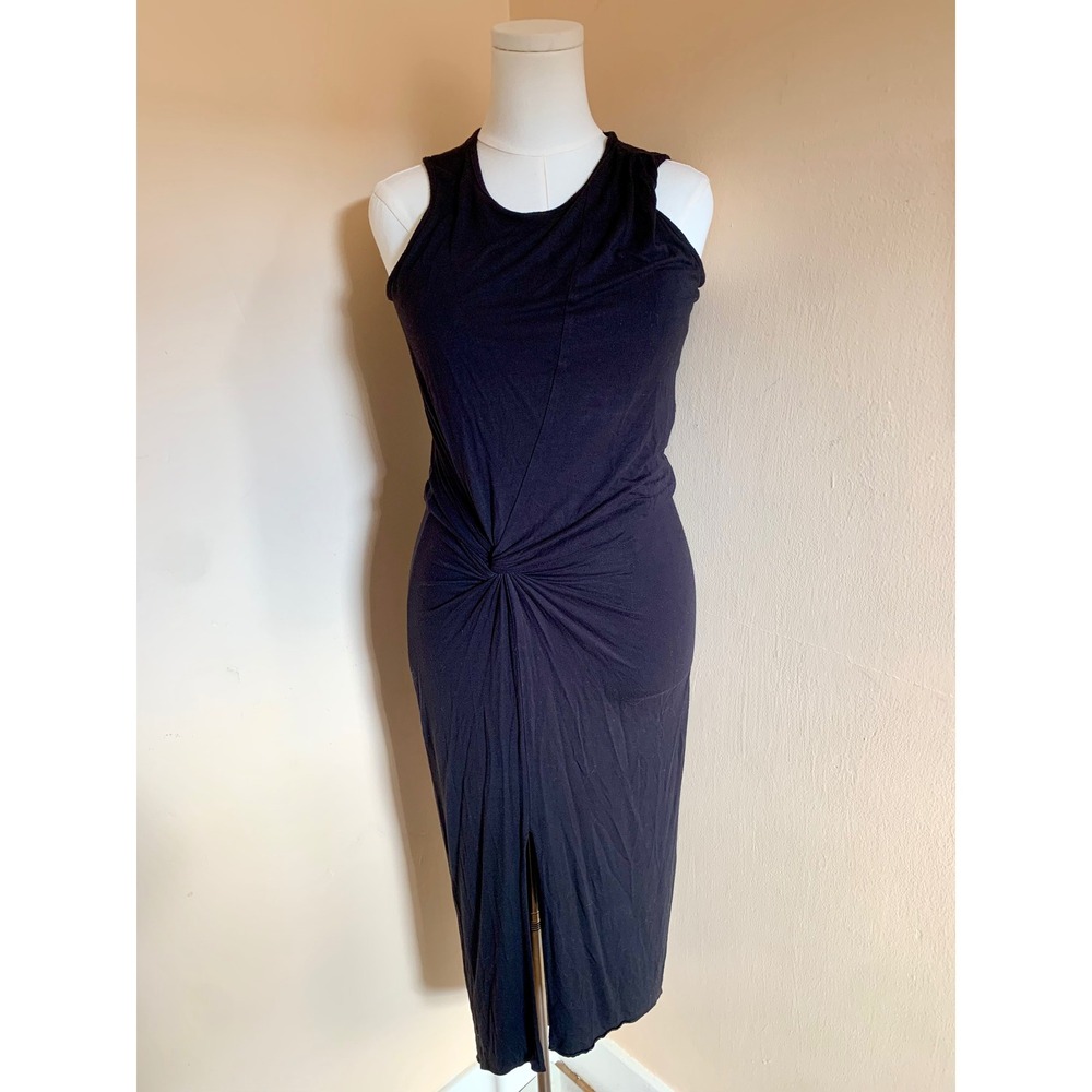 Elizabeth and James Black Twist Front Sleeveless Midi Dress Small